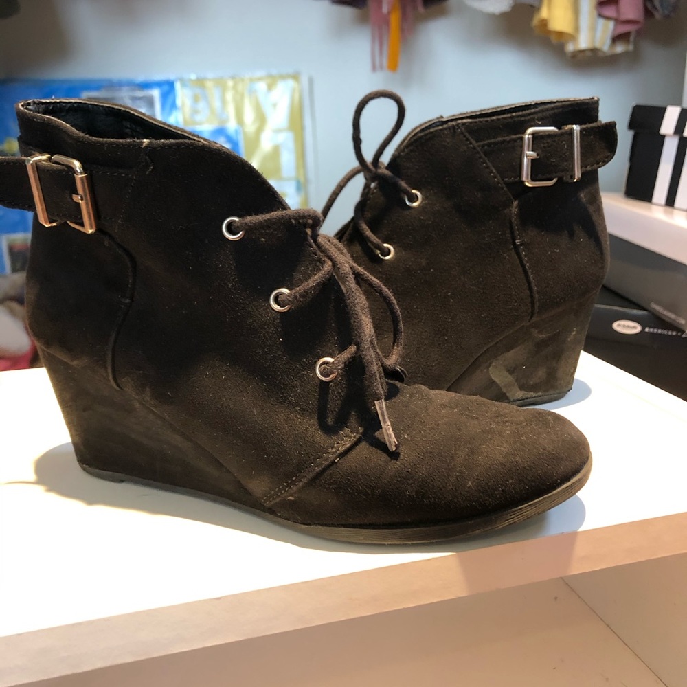 Suede lace up booties